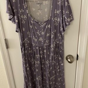 Super Soft Lavender Floral Square Neck Dress